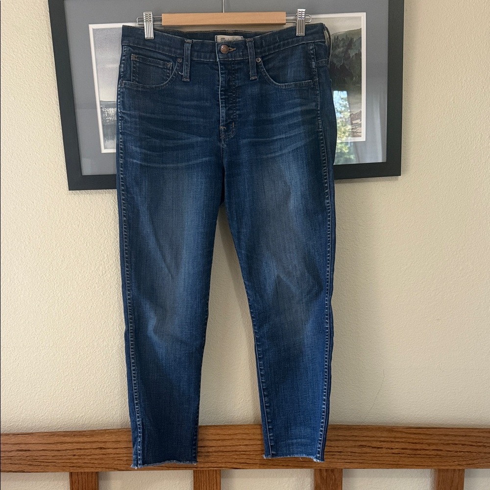 Madewell Slim Straight Jeans, Cropped, Raw Hem, Size 30